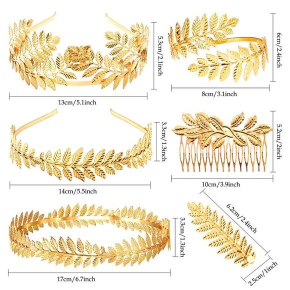 Greek Goddess Headband Gold Leaf Crown Bridal Hair Accessory Romantic Costume main image 2